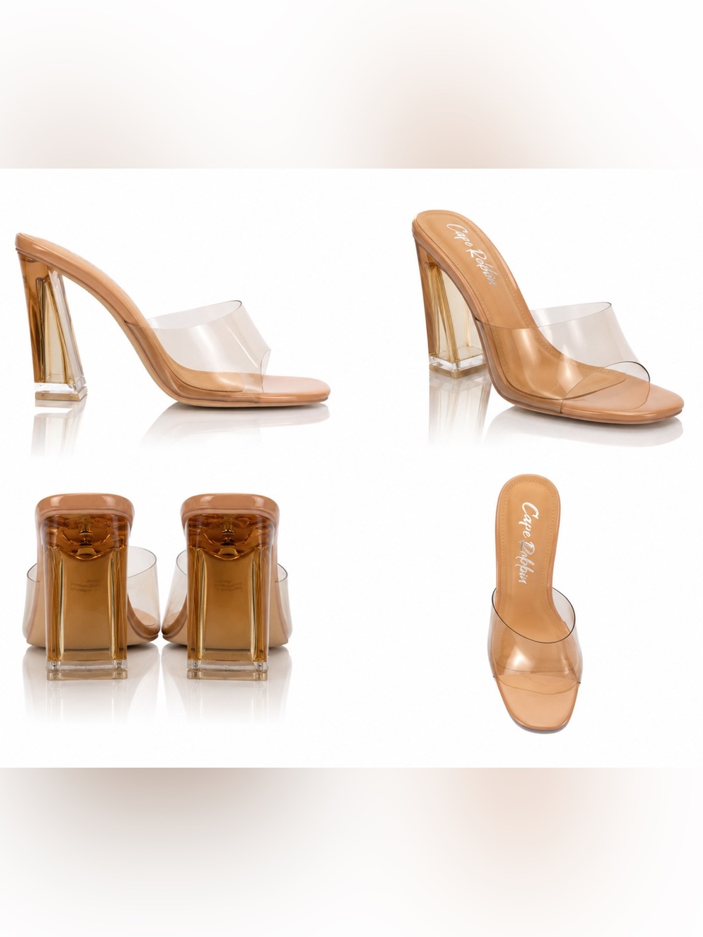 Cape Robbin Lynnett Beige Clear Block Heel Sandals